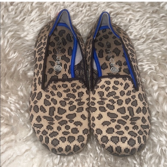 Rothy's Leopard Patterned Slip-Ons with Blue and Pink Accents - Picture 13 of 13